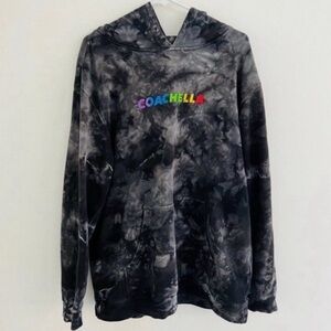 Coachella Tie Dye Rainbow Logo Hoodie Large